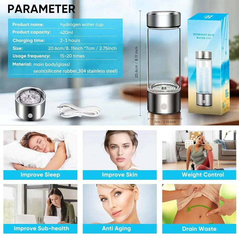420ml Hydrogen Rich Water Cup Electric Hydrogen Rich Water Generator B