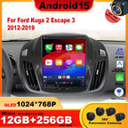 Wireless Android 15 Carplay For Ford Kuga 2 Escape 3 2012-2019 9.7 Inch Tesla Style Car Multimedia Player 5G Wifi Touch Display