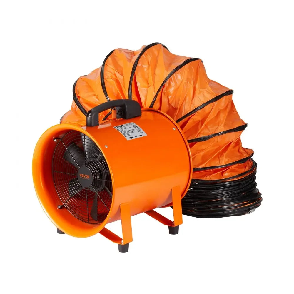VEVOR Portable Ventilator 12 inch Cylinder Fan with 33/16.4ft Hose 585W 3198CFM Industrial Utility Blower for Sucking Dust Smoke