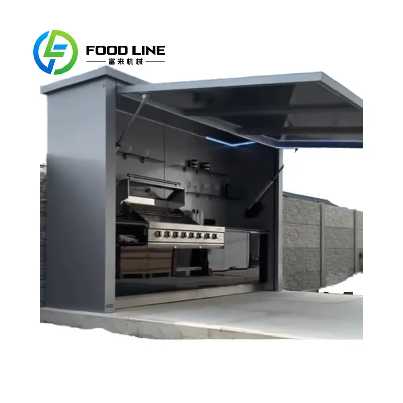 Customized Contemporary Modular Prefabricated Outdoor Mobile Kitchen Unit Wind Rain Resistant Storage Cabinet