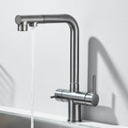 Filtered Kitchen Sink Faucet Pull Out Spray 360 Rotation Water Filter Tap Dual Sprayer Drinking Water Tap Vessel Sink Mixer