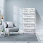 5 Layers Storage Cabinets, 6 Drawer Moveable Cabinet, Modern Storage Organizer, White