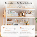 Bookcase With Grid Bookshelf Desktop Multi-layer Wrought Iron Shelf Student Computer Desk Table Hole Board Table Wooden Shelves
