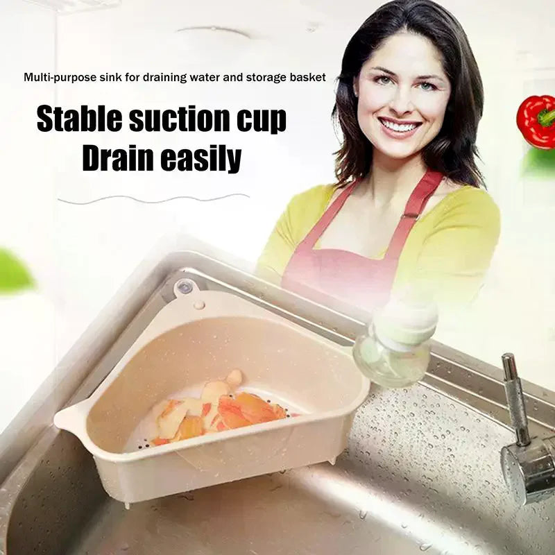 Kitchen Sink Triangle Drain Basket Plastic Food Vegetables Peel Egg Filter Storage Organizer Kitchen Shelf Rack Drainer