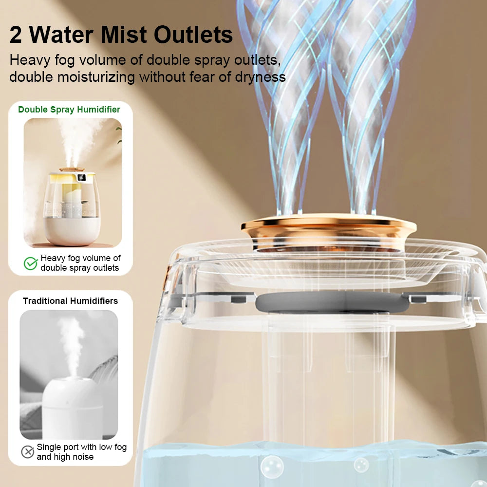 Air Humidifier Double Spray Port 1.3L Large Capacity Air Aroma Humidif