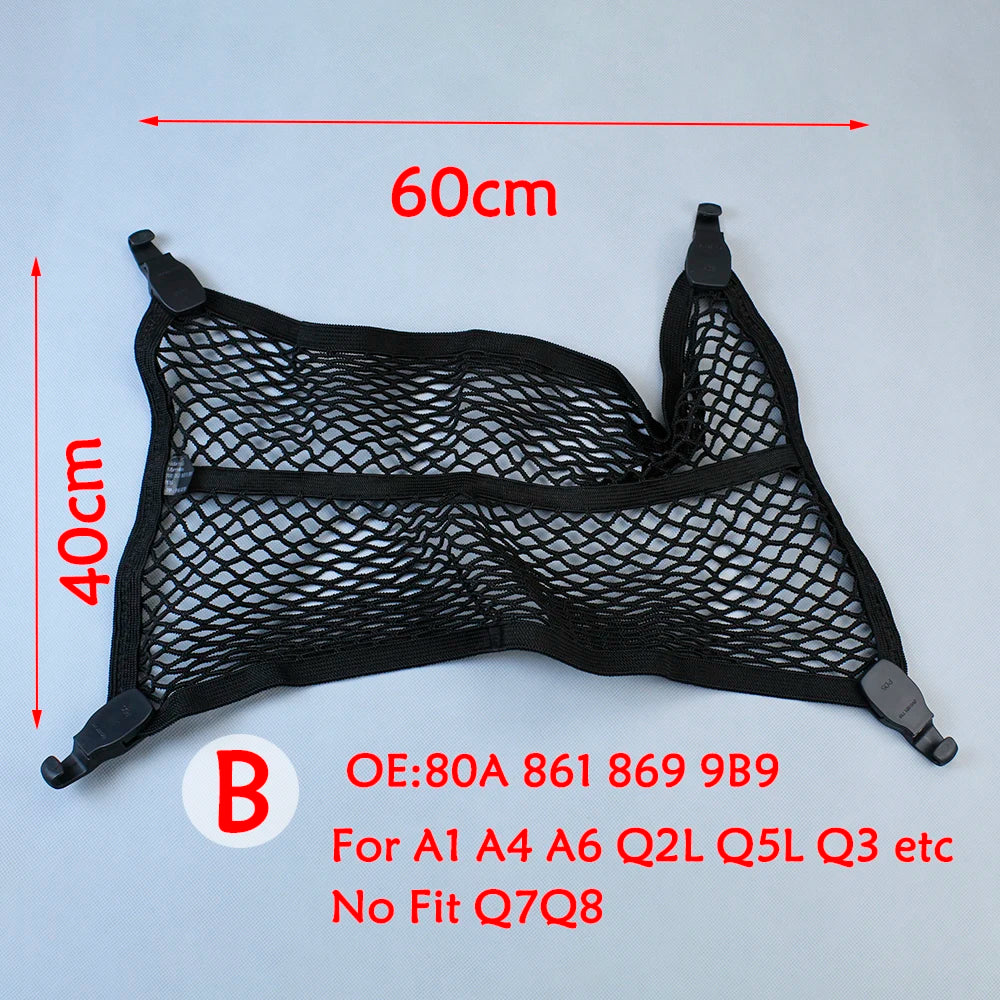 Original Car Trunk Mesh Net Cargo Luggage For Audi A3 A4 A5 A6 A7 A8 Q2 Q3 Q5 Car Mesh Cargo Net Holder Trunk 4 Hook