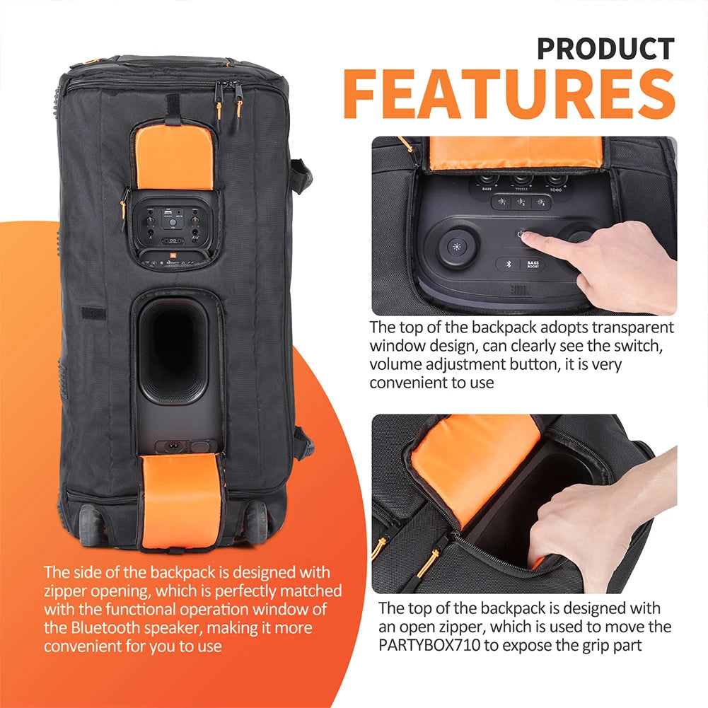 Foldable Carrying Case Oxford Cloth Protection Speaker Storage with Handle Storage Bags Pouch Double Zipper for JBL PARTYBOX 710