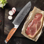 Damascus Steel Kitchen Knives Set 1-8pcs Chef Knife Cutting Professional Sharp Chef Knife, Cleaver, Santoku,Bread, Boning & More