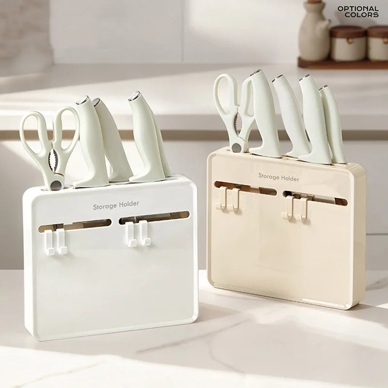 No-Drill Kitchen Knife Holder, Wall-Mounted Dustproof Durable Shelf for Cabinet Inner Side Multifunctional Storage