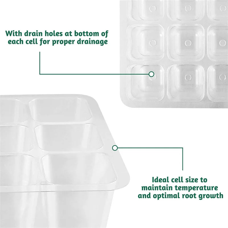 5 Pack Plant Propagators - 12-Cell Seed Trays with Lids, Indoor Gardening Kit for Seed Planting