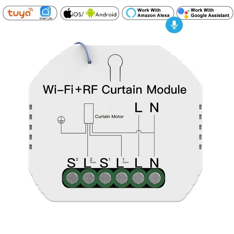 DIY RF433 WiFi Smart Curtain Switch Module Tuya Voice Wireless Control Electric Roller Blinds Shutter Motor Switch Breaker Alexa