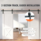 SucceBuy 8/10FT Sliding Barn Door Hardware Kit 330LBS Heavy Duty Barn Door Track Kit for Double Doors W/ Smooth & Silent Pulley