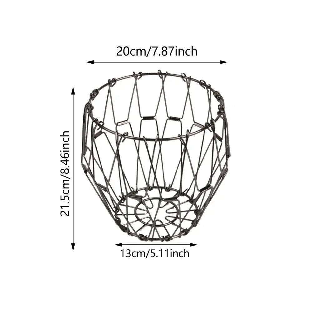 Creative Foldable Fruit Basket Home Snacks Storage Disc Versatile Scalable Metal Wire Basket Collapsible Dish Plate Bowl