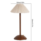 Portable LED Desk Lamp Wood Base Small Table Lamp Fabric Shade Dimmable Touch Lamp Rechargeable for Living Room Dorm Home Office