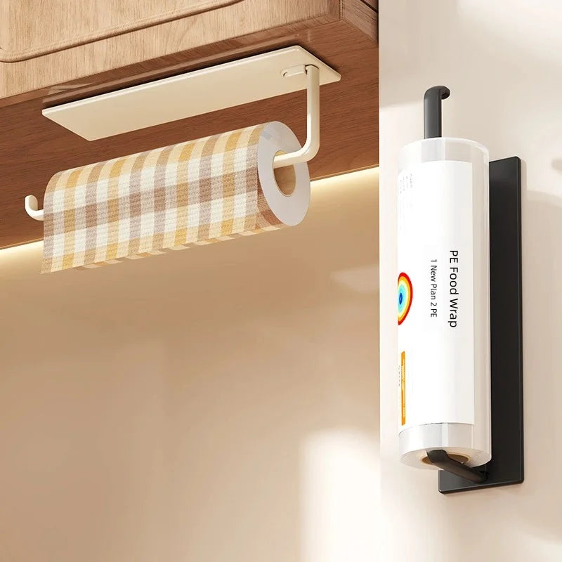 Single-layer Kitchen Paper Holder - Cling Film Dispenser - Hanging Roll Holder. Suitable for Use Under Cabinets. Vertical Storag