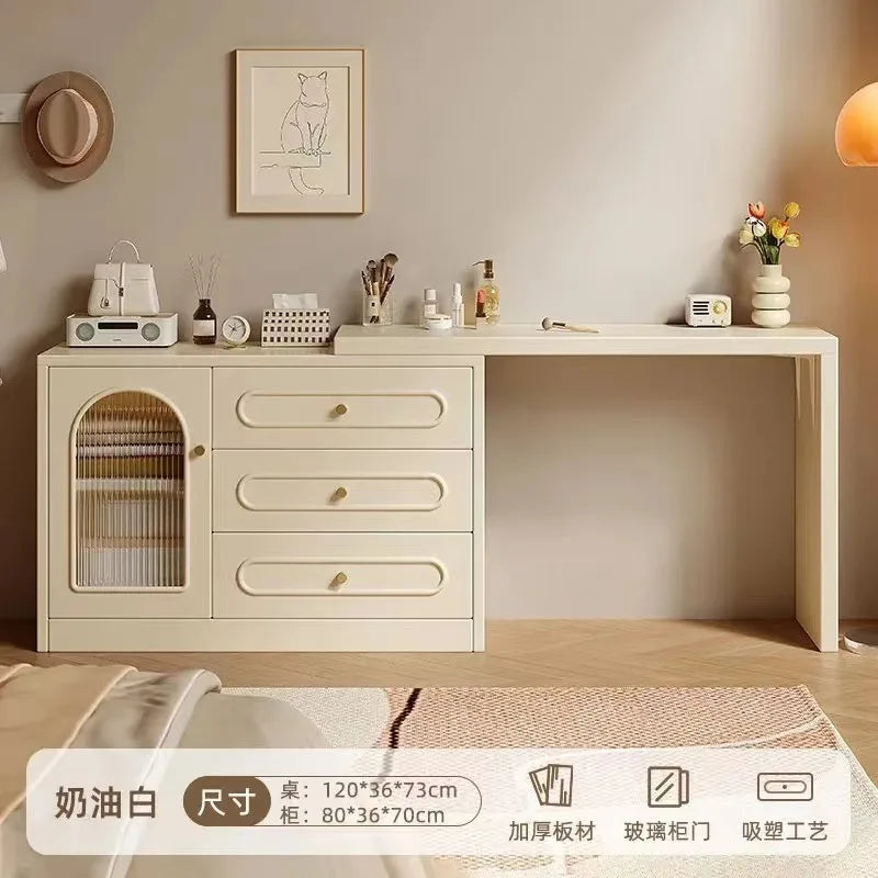 New Cream Style Dresser Bedroom Minimalist Modern Bedside Table Dresser Storage Cabinet Integrated Makeup Table