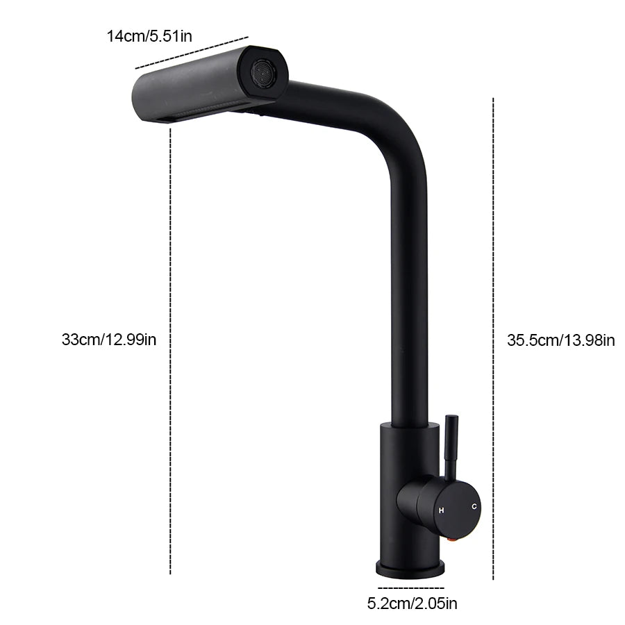 4-Mode Black Pull-Out Kitchen Faucet | RV & Home Hot/Cold Sink Faucet