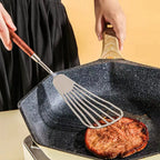 5PCS 304 Stainless steel and Nature Wood Kitchenware Cooking Utensils Set Kitchen Shovel Soup Spoon Cake Spatula Knife