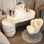 Pink White Vanity Table Women Luxury Nail European Big Stool Study Dressing Table Organizer Mesa De Maquillaje Home Furniture