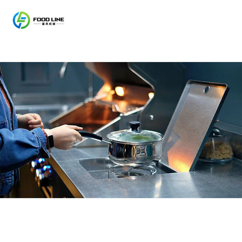 Customized Outdoor Kitchen Cabinet with Gas Stove Modular BBQ Island Stainless Steel for Patio Cooking