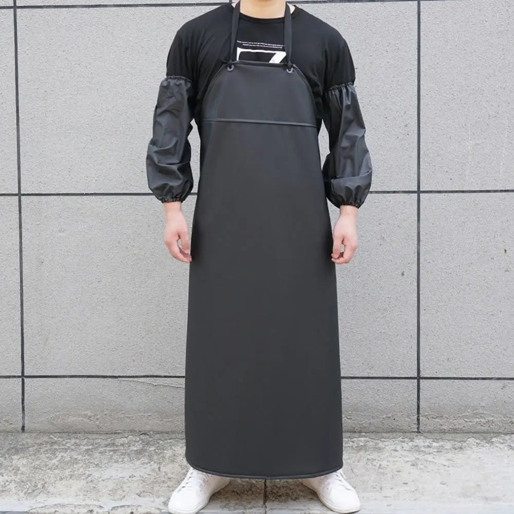 Soft PU Leather Kitchen Apron Black Green Waterproof Work Apron Oil-proof Aquatic Butchery Food Apron Farmers Market