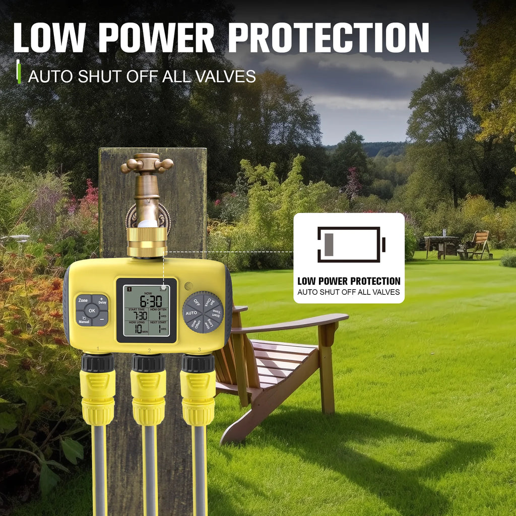 Insoma 3-Outlet Automatic Water Timer Garden Irrigation Watering System Independent Control Sprinkler Programmer Tools