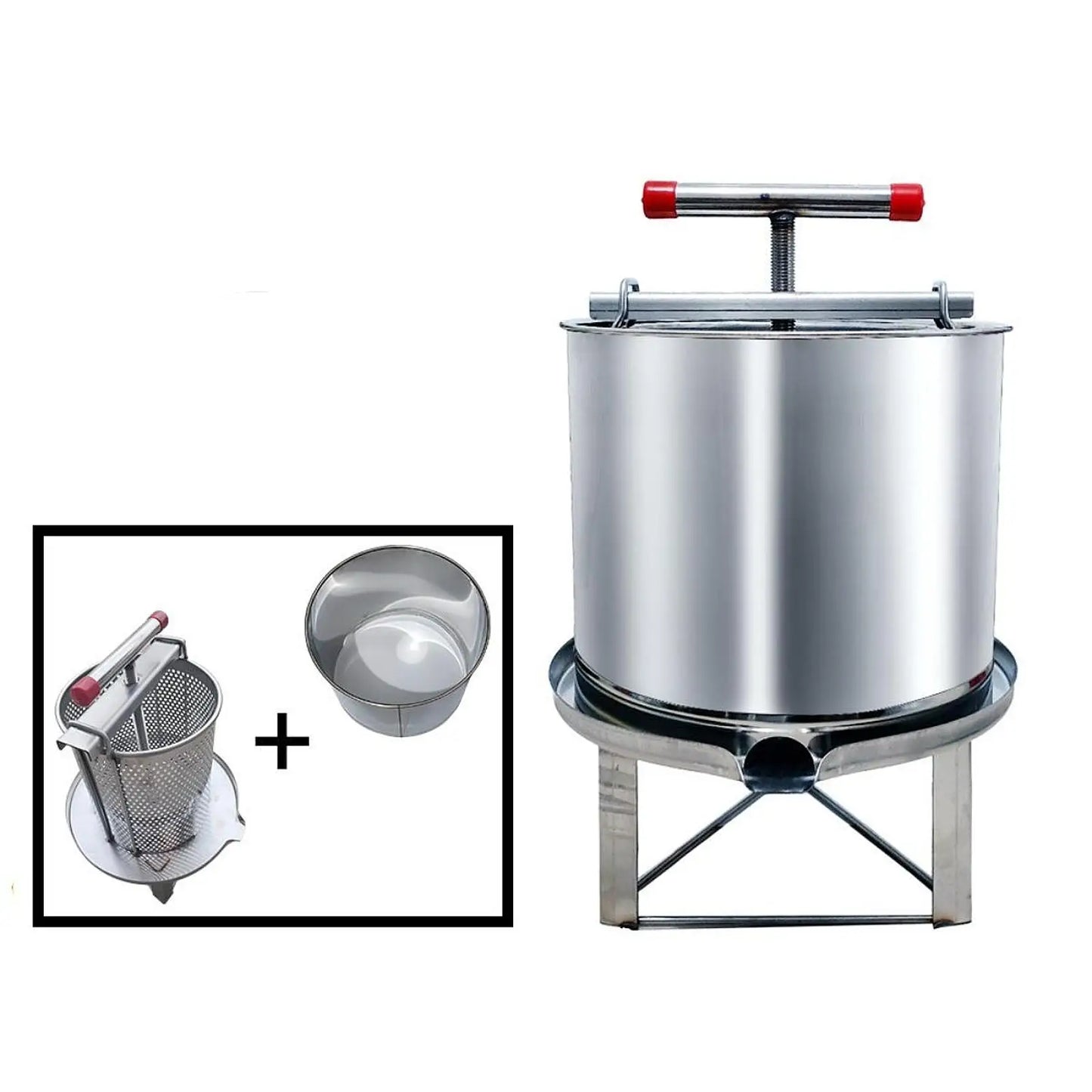 Honey Press Machine with Cover Manual Metal Honey Extractor Beekeeper Equipment Portable for Household Farmhouse Beekeeping