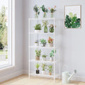 five-layer display stand without wheels with adjustable feet, freely adjustable layer spacing, iron 74*34*150cm, matte white