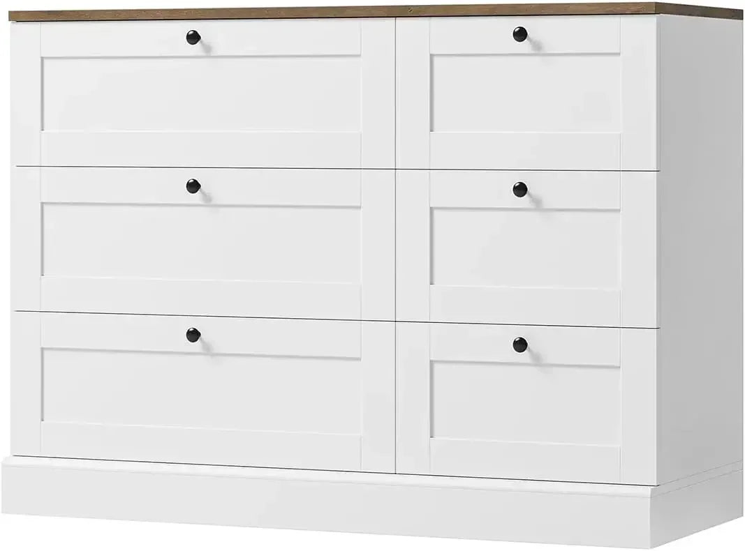 6 Drawer Dresser, White Dresser for Bedroom, Wood Chest of Drawers, Modern Farmhouse Drawer Chest, Wide Double Dresser