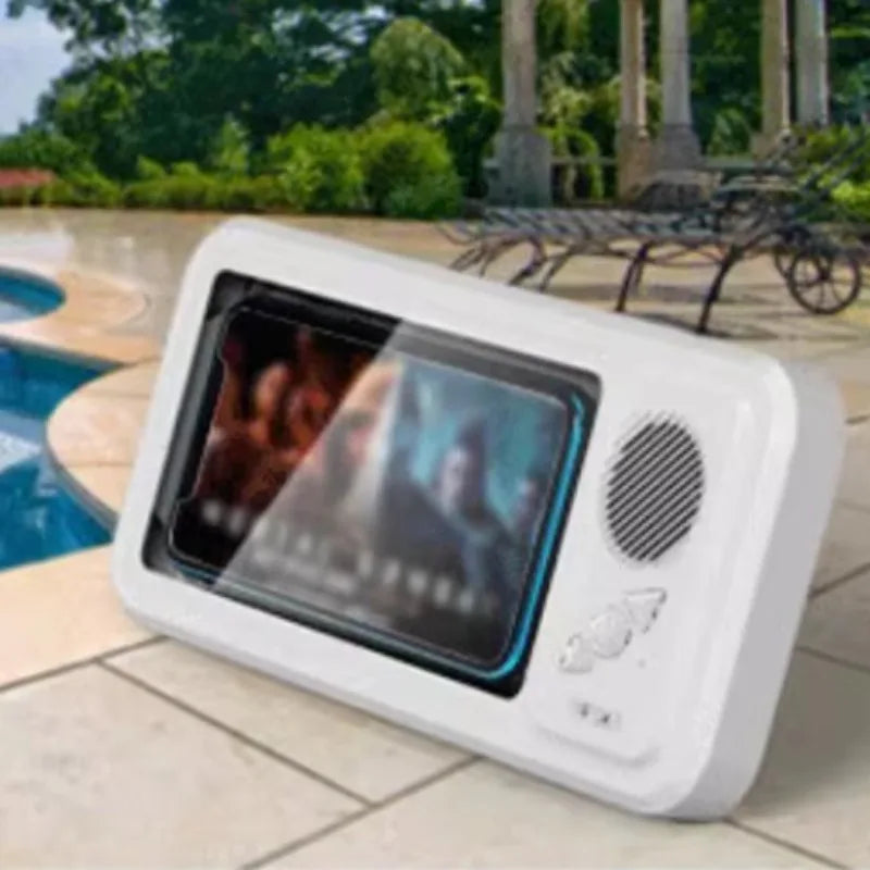 Creative Bathroom Waterproof Phone Case with Bluetooth Speaker Wall Mount Touch-screen Phone Holder Stand Anti-Fog for Showering