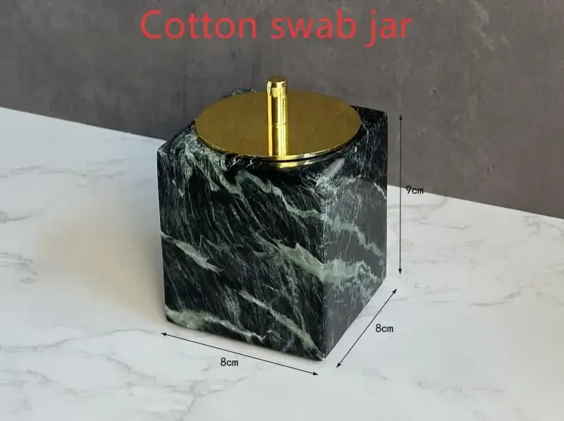 Luxury Marble Bath Set: Shampoo Bottles, Tray & Canister Organizer, Natural Stone Accessories for Home & Hotel Bathroom Decor