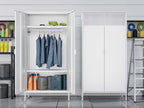 71 Inches White Metal Wardrobe Cabinet with Hanging Rod, Metal Armoire Wardrobe Closet with Doors for Bedroom, Office.