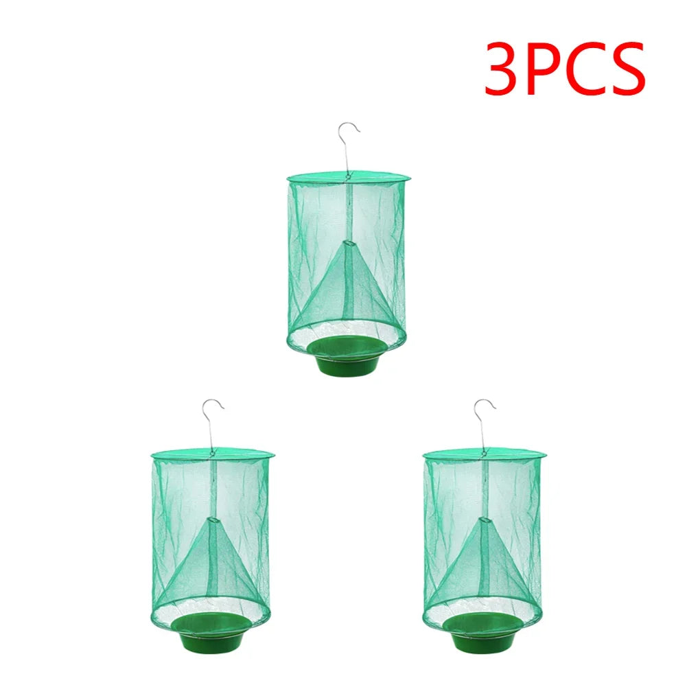 1-10PCS Fly Traps Outdoor Insect Catcher Killer Pest Control Reusable Hanging Flytrap Cage Net Traps Garden Hanging Fly Catche