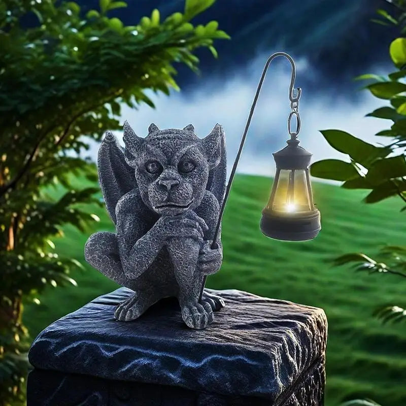 Outdoor Gargoyle Statue Gargoyle Statue Gothic Sculpture Garden Gargoyle Solar Powered Garden Decor Collectible Figurines