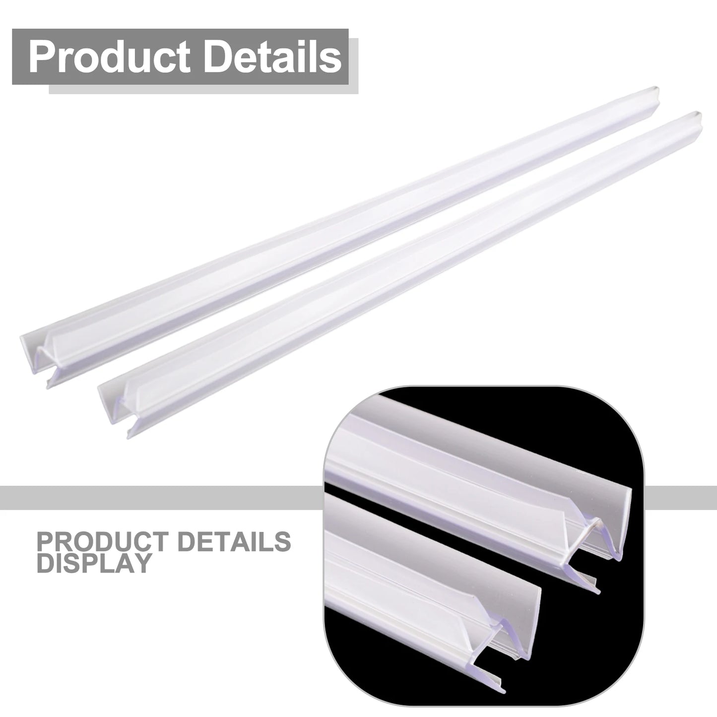 2pcs Shower Door Seal Strip 6/8/10/12mm 50cm Water Deflector Rubber Strip Transparent For Glass Door Sealing Bathroom Decoration