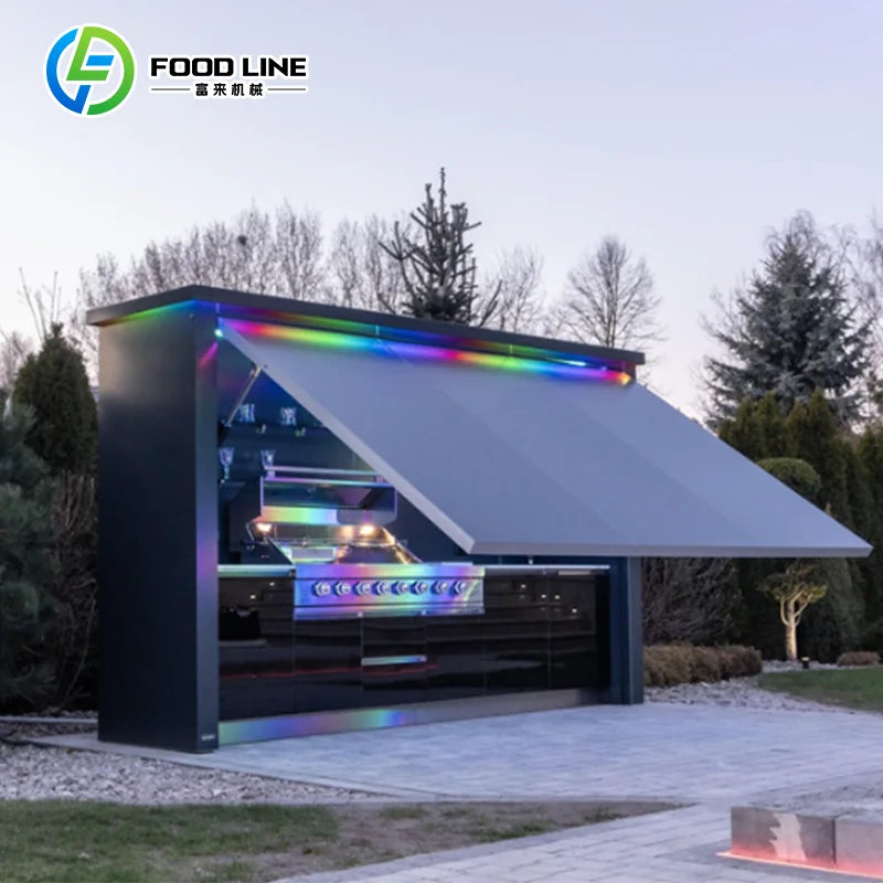 Custom Prefab Portable Kitchen Container with Gas Grill Sink Storage Cabinet and Worktop for Outdoor Garden Use