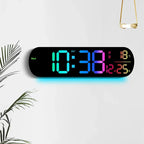14'' LED Wall Clock Digital  Alarm Clock With Remote Control RGB Ambient Lights Dual Alarm Wall Clock for Living Room Home Decor