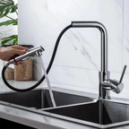 Pull-out Kitchen Faucet Smooth Pull-out Sprayer Dual Spout Mode (Pillar/Shower) One-Touch Switching Spout