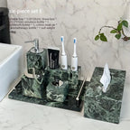 Luxury Marble Bath Set: Shampoo Bottles, Tray & Canister Organizer, Natural Stone Accessories for Home & Hotel Bathroom Decor