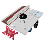 Router Lift -Aluminium Router Table Insert Plate with Tenoning Fence Electric Wood Milling Flip Board with Miter Gauge Guide Kit