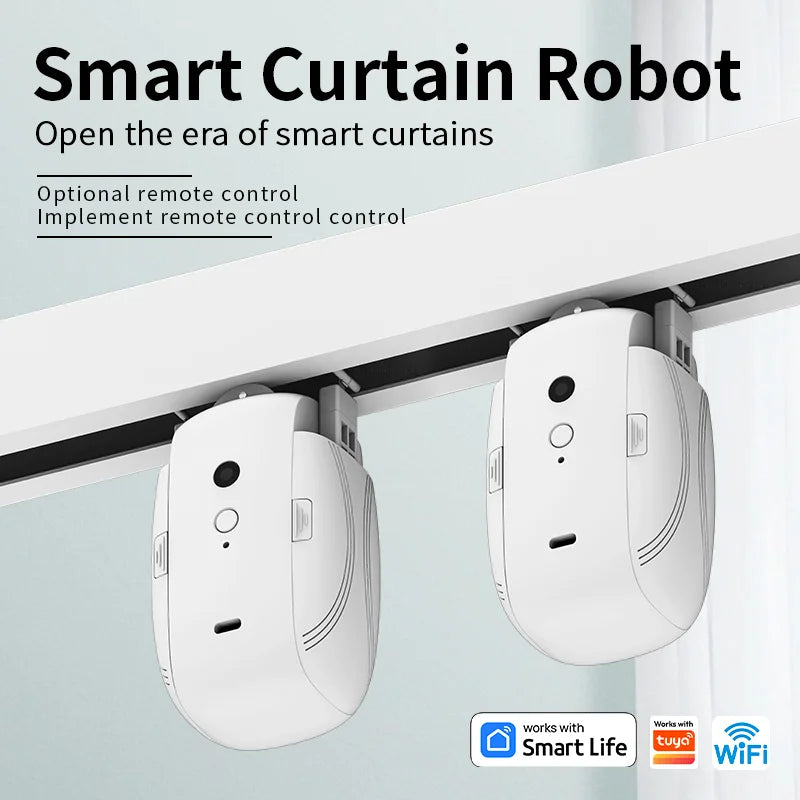 Automatic Curtain Opener WiFi Remote Control Smart Curtain Controller for U Shaped I Shaped Rail One-Touch Remote Control Switch