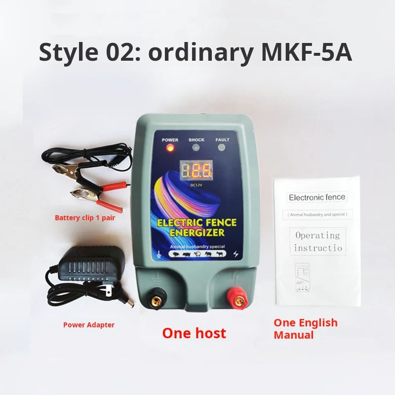 5KM Electric Fence Energizer 12V 2A for Animals Cattle Sheep Horse Chicken Farm Livestock 1.5 Joules Pulse Controller Device