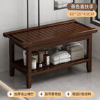 Anti-Slip Bamboo Shower Stool Waterproof Bathroom Bath Bench for Foot Washing or Entryway Shoe Changing Seat