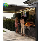 Customized Modular Outdoor Kitchen Island Trailer With Sink Storage Cabinet Backyard BBQ Cooking Station