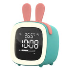 Cartoon Rabbit Deer Ear Alarm Clock Rechargeable Digital Display LED Nigh Light Table Clock Wall Clock Living Room LED Clock