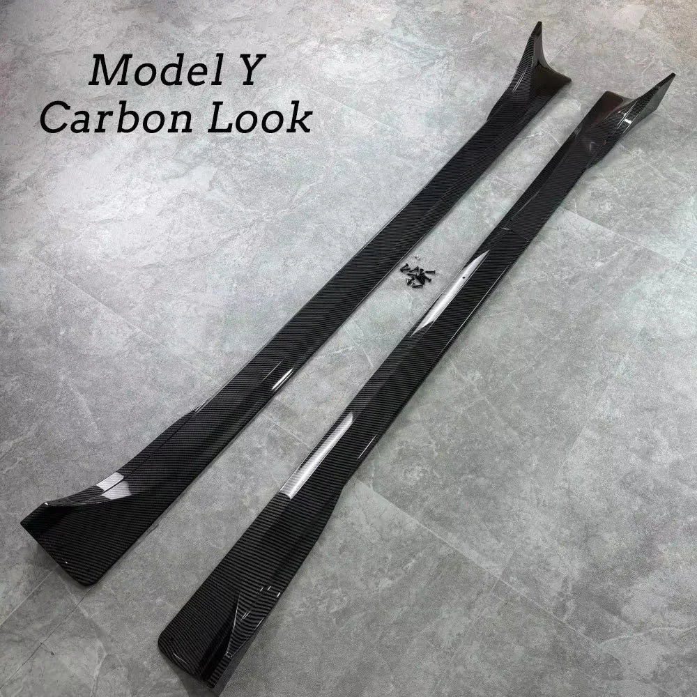 4pcs Side Skirts Spoiler Body Kits For Tesla Model Y 3 Highland Guard Extension Rocker Panels 2017-2024 Splitters Accessories