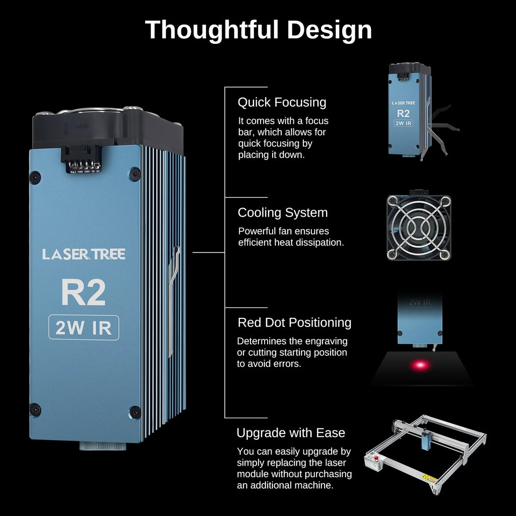 LASER TREE R2 2W 1064nm Infrared Laser Module For Engraving Plastic Metal