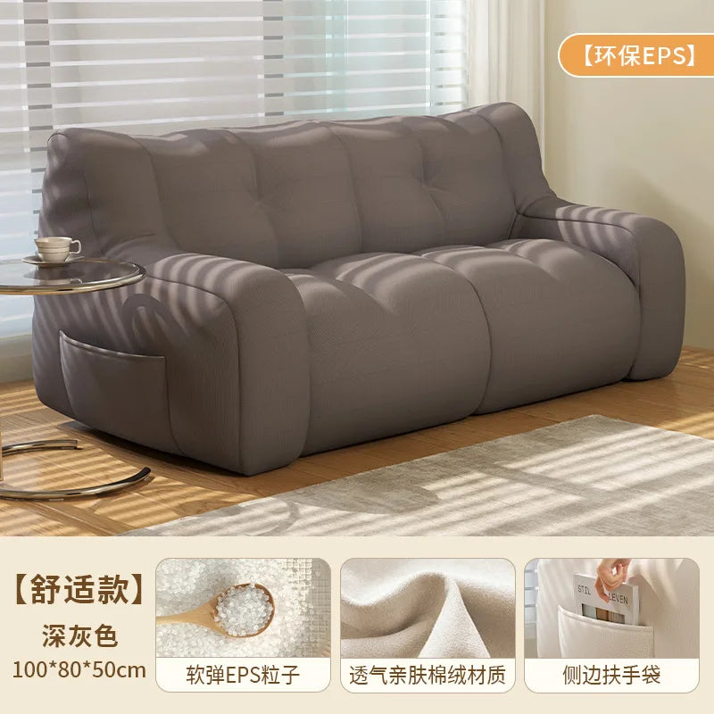 Small Double Bean Bag Sofa Double Seat Reclining Soft Comfortable Sofa Balcony Bedroom Washable Fabric Sofa