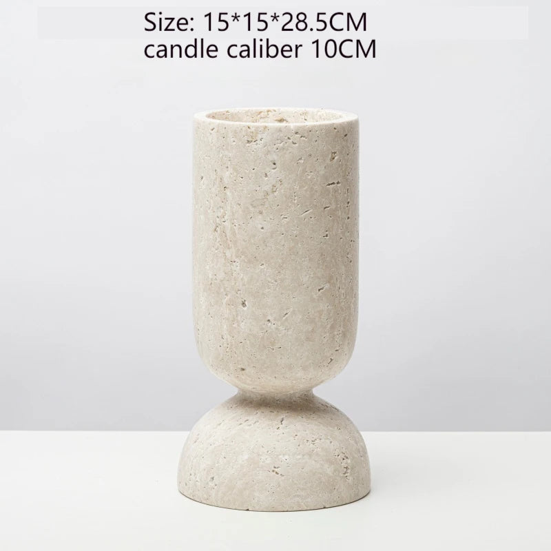 New Chinese Style Yellow Travertine Candle Holder - Elegant Home Decor for Living Room, Coffee Table, Dining Table & Model House