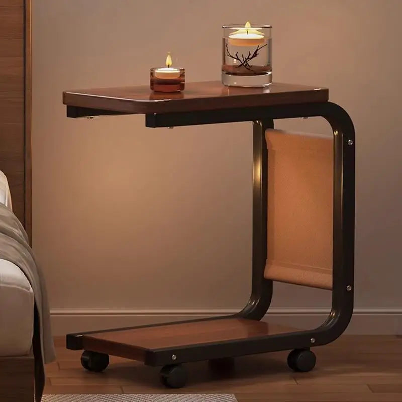 C Shaped End Table Small Side Table For Living Room Double Layer Movable Side Table For Sofas Living Rooms Bedside Areas